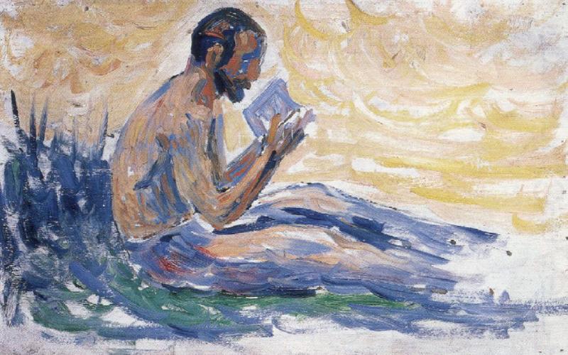 Paul Signac man reading oil painting picture